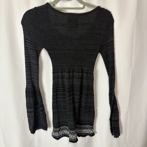 Decree Y2K Gray Black Babydoll Tunic Top Long Sleeve Sz Sm Fairy Grunge Coquette - Picture 8 of 8